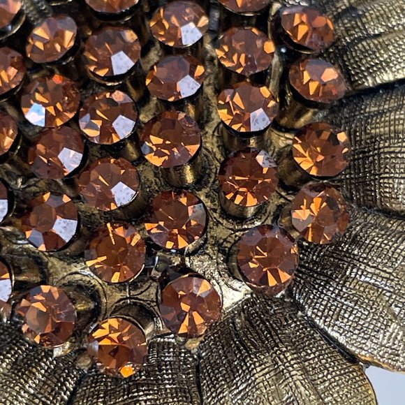 RJ Graziano Brooch Vintage 80s 90s Sunflower Swarovski Crystal - Picture 2 of 4